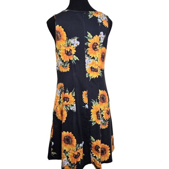 Spadehill Women's Sunflower Black Sundress Casual A-line Pockets Pull On Size S - Picture 3 of 10